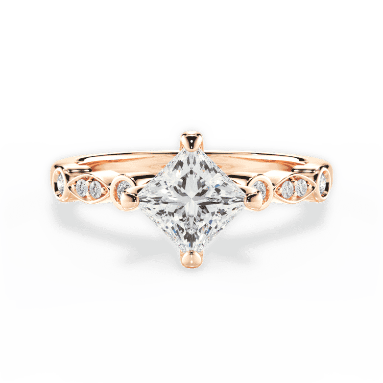 Kite-set Diamond Sidestone Engagement Ring