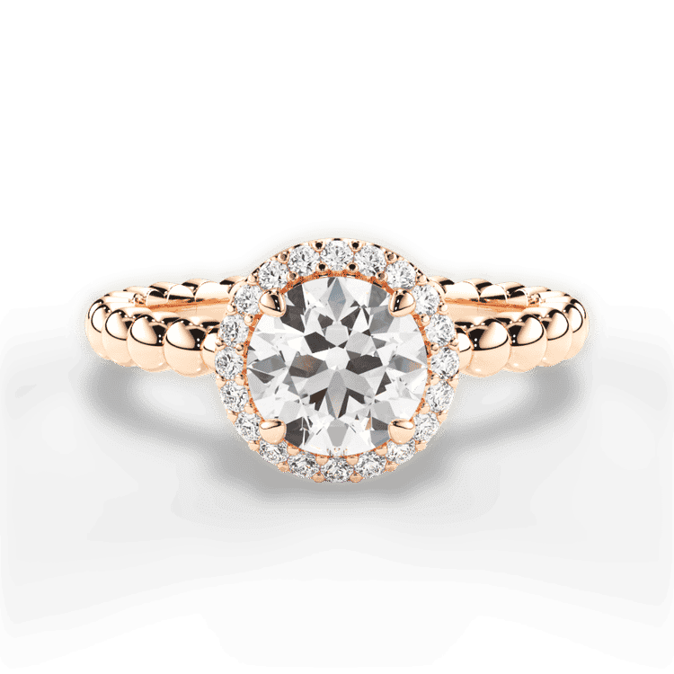 Beaded Diamond Halo Engagement Ring / 0.31 Carat Round Lab Diamond