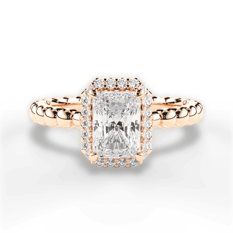 Beaded Diamond Halo Engagement Ring / 0.24 Carat Radiant Diamond