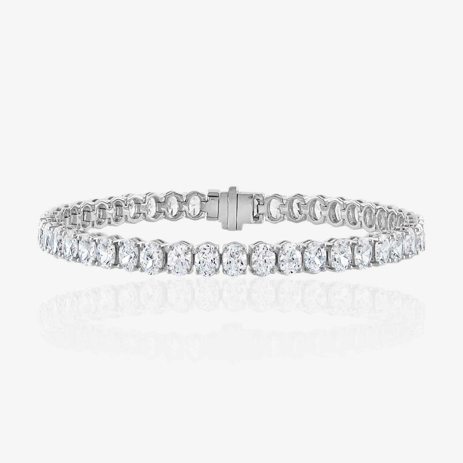 Lab Grown Oval Cut Prong-Set Diamond Tennis Bracelet