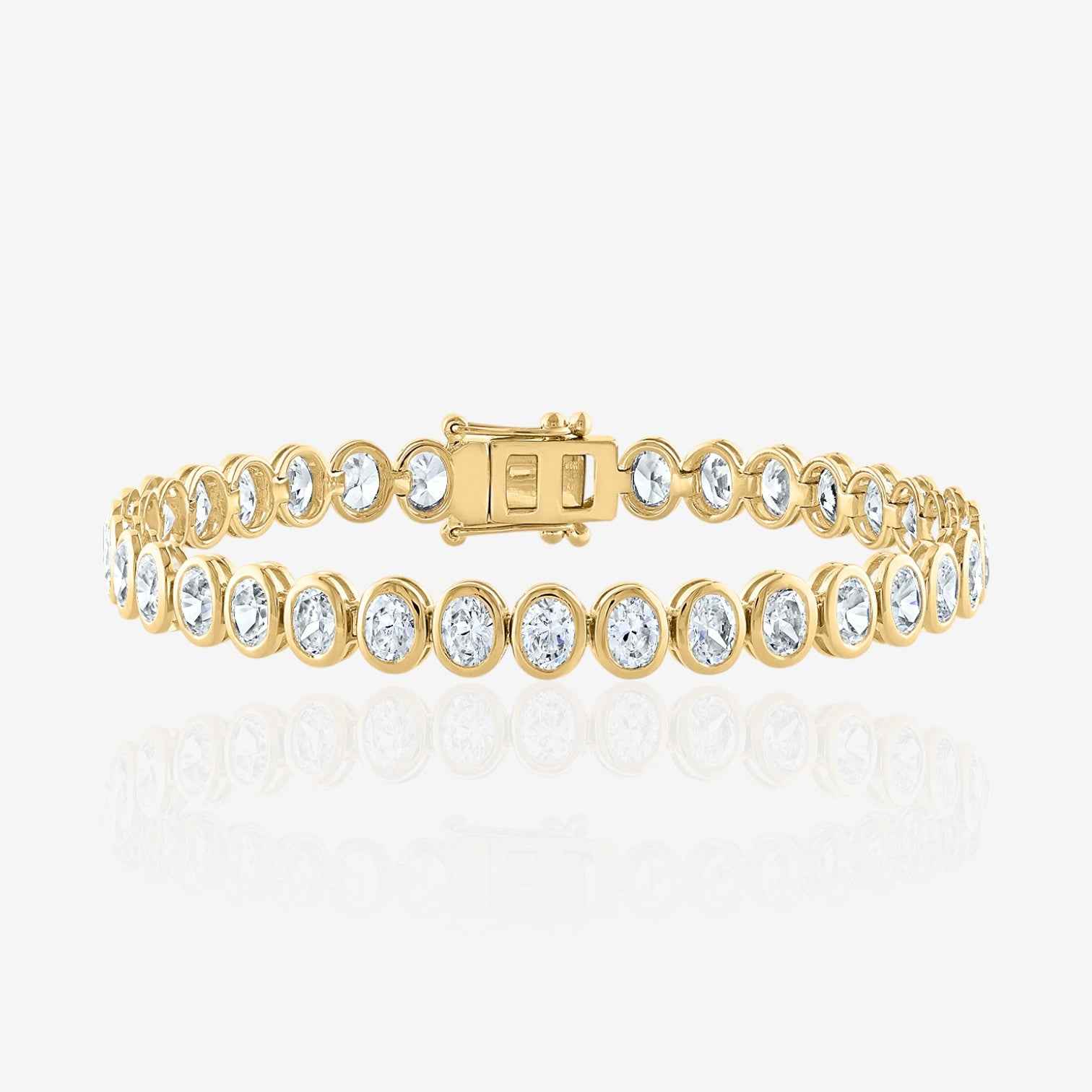 Lab Grown Oval Cut Bezel-Set Diamond Tennis Bracelet