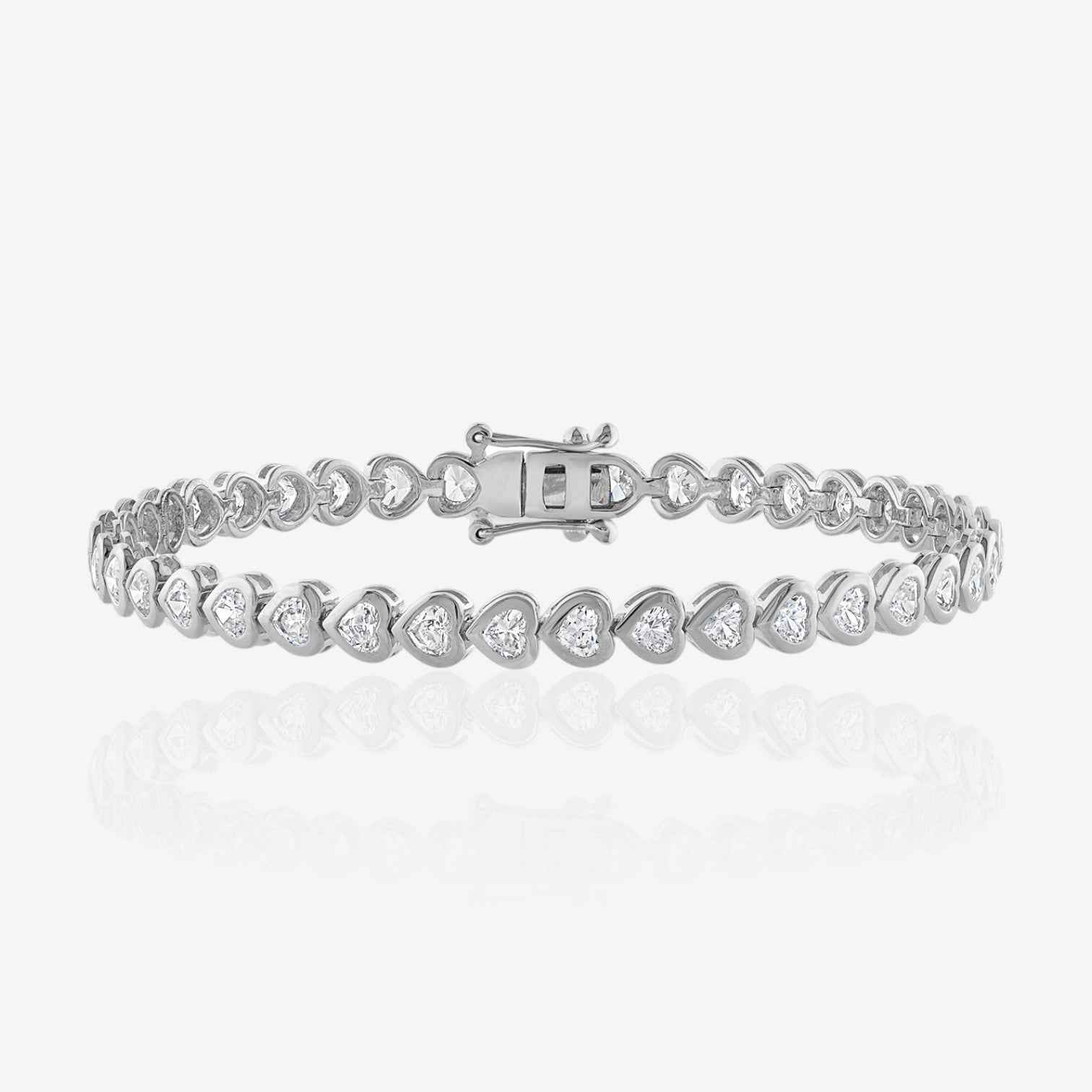 Heart Cut Bezel-Set Diamond Tennis Bracelet