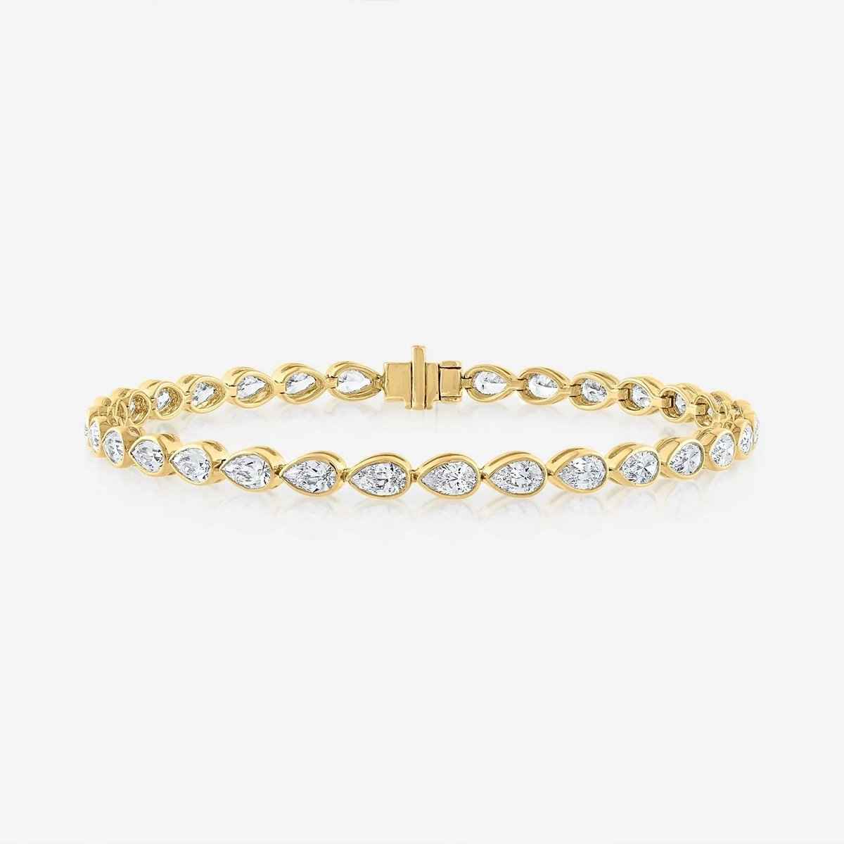 Lab Grown Pear Cut Bezel-Set Diamond Tennis Bracelet