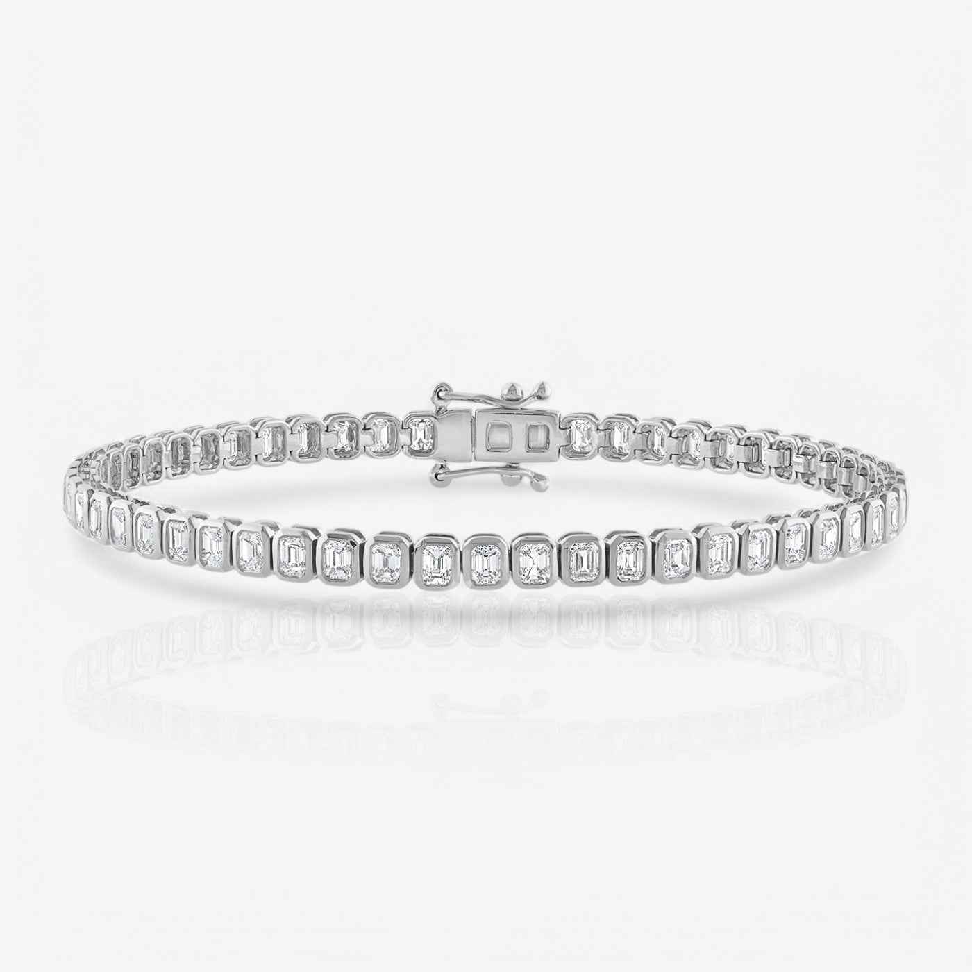 Emerald Bezel-Set Diamond Tennis Bracelet