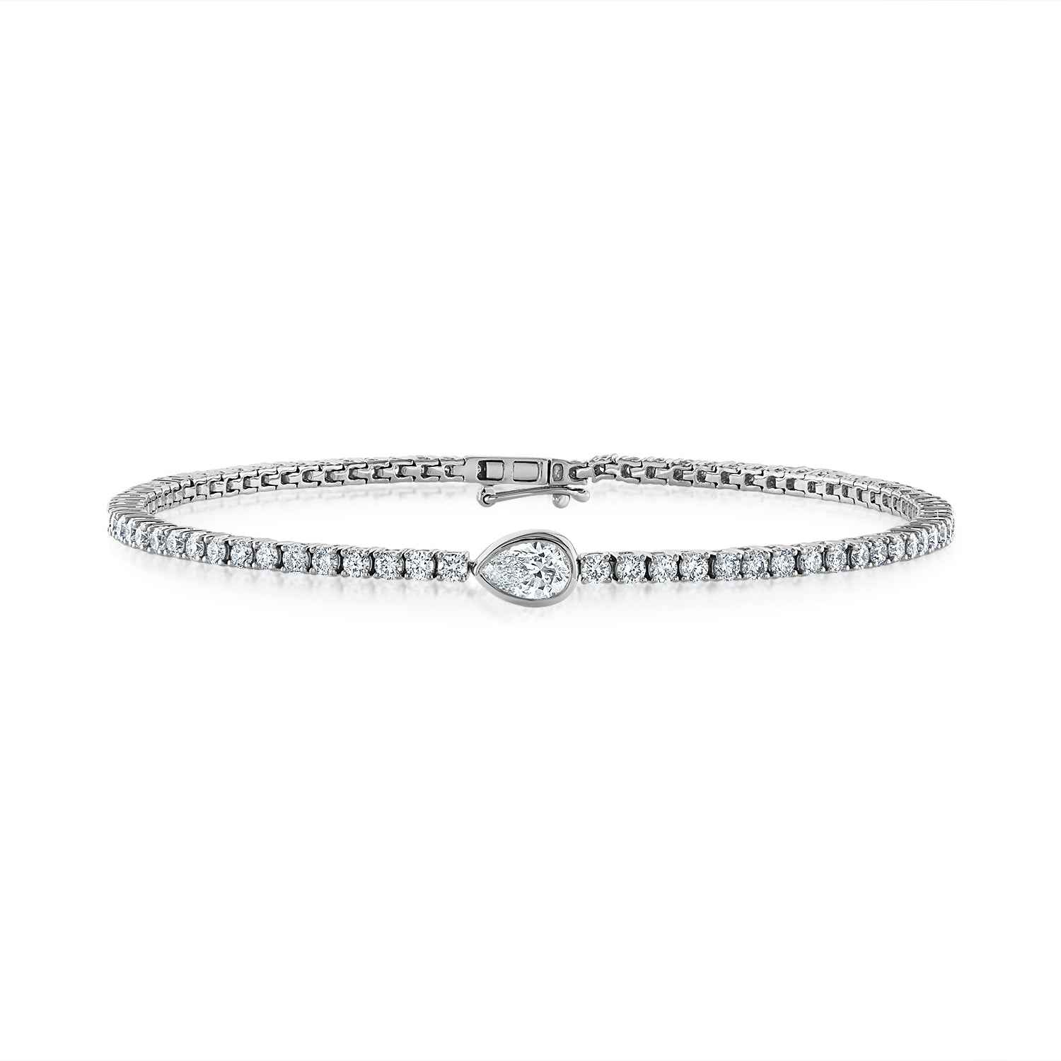 Single Station Pear Diamond Tennis Bracelet