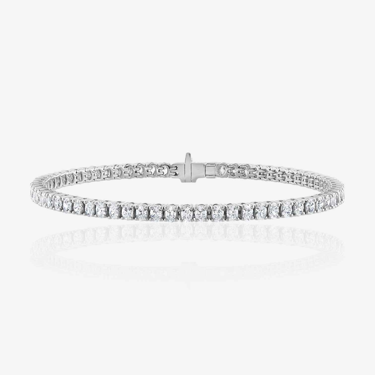 Lab Grown Oval Cut Prong-Set Diamond Tennis Bracelet