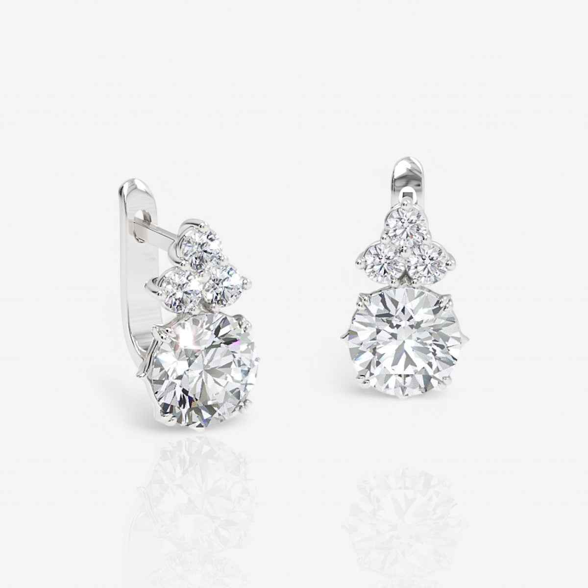 Round Trio Lab Diamond Hoop Earrings