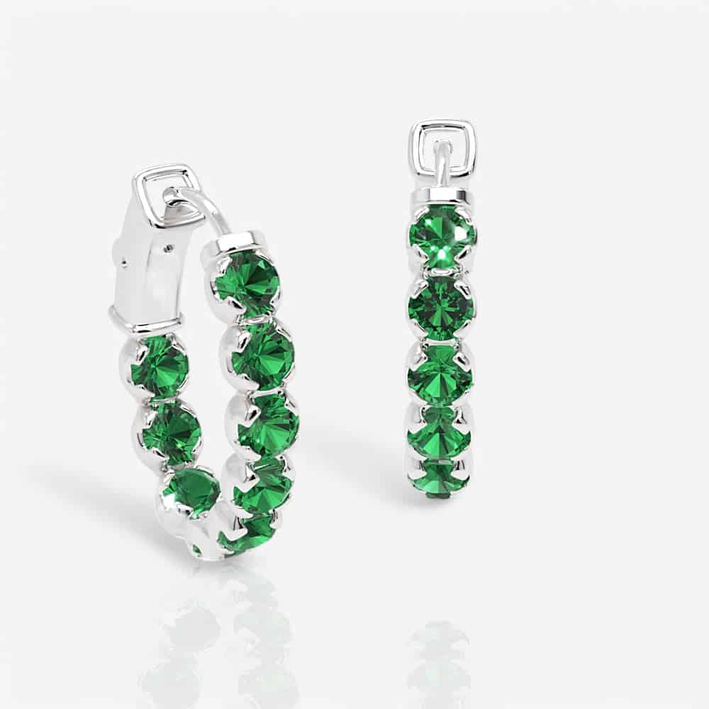 Oval Shaped Emerald Eternity Hoops, 1.0 Inch
