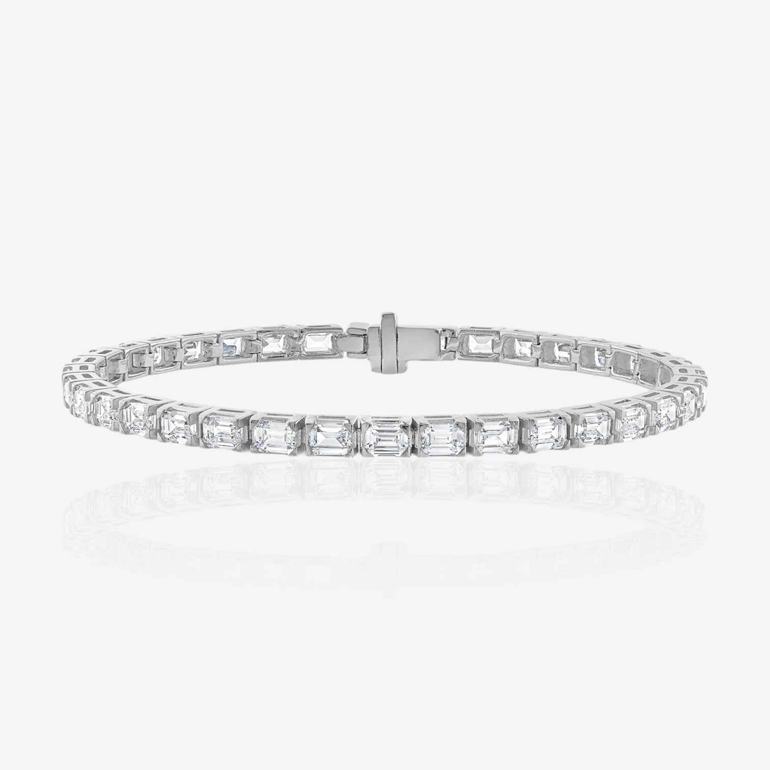 Lab Grown Emerald Cut East-West Prong-Set Diamond Tennis Bracelet
