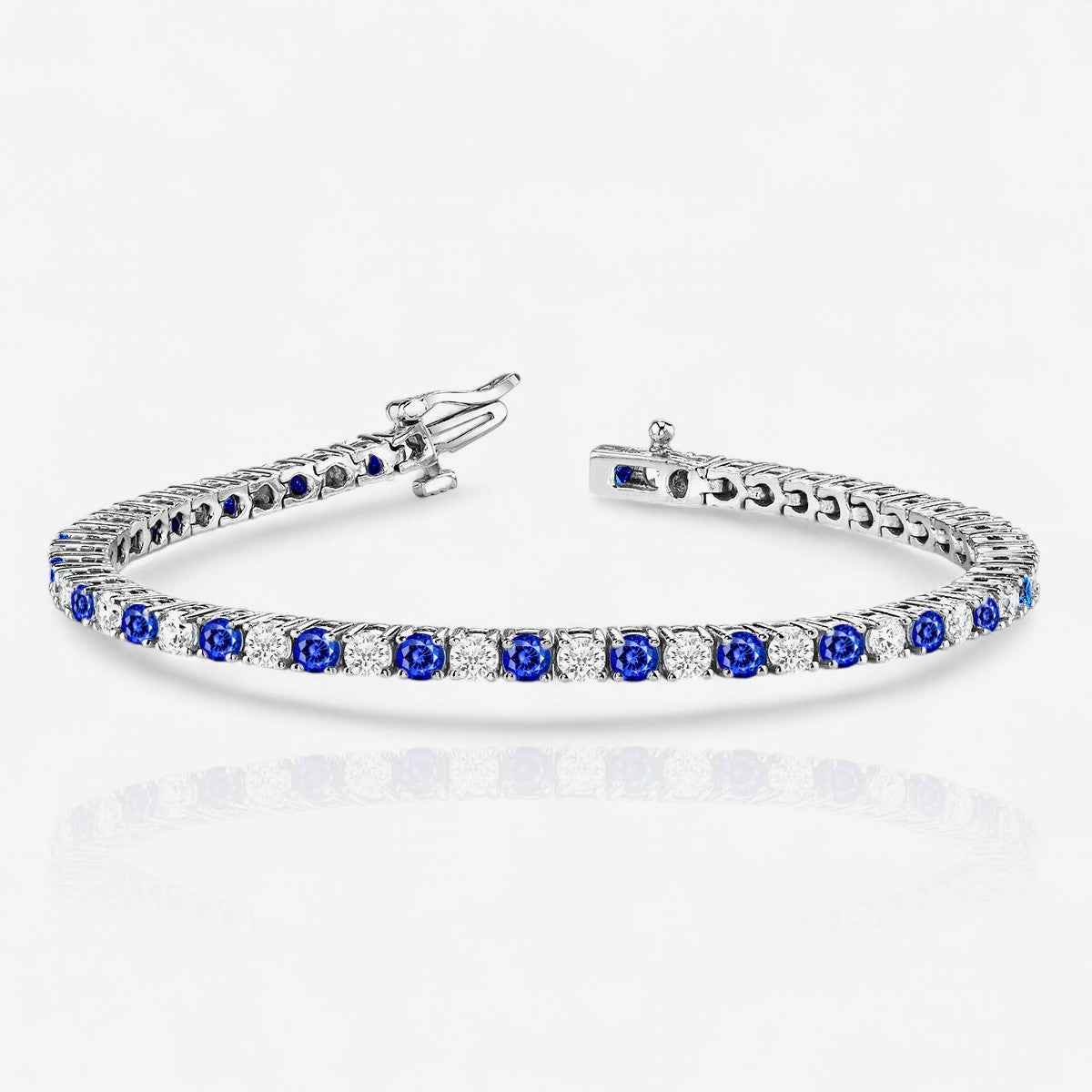Alternating Sapphire & Diamond Tennis Bracelet