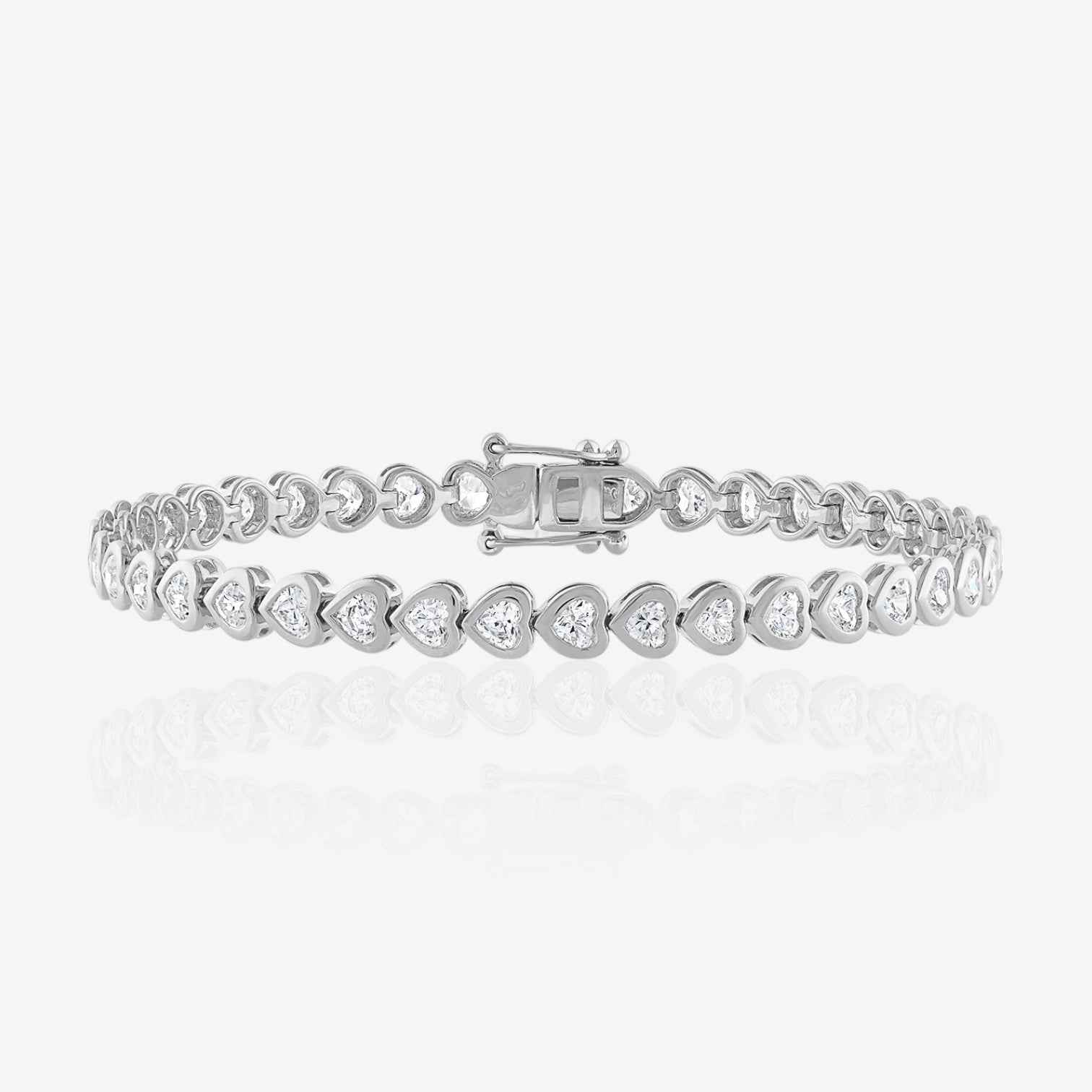 Lab Grown Heart Cut Bezel-Set Diamond Tennis Bracelet