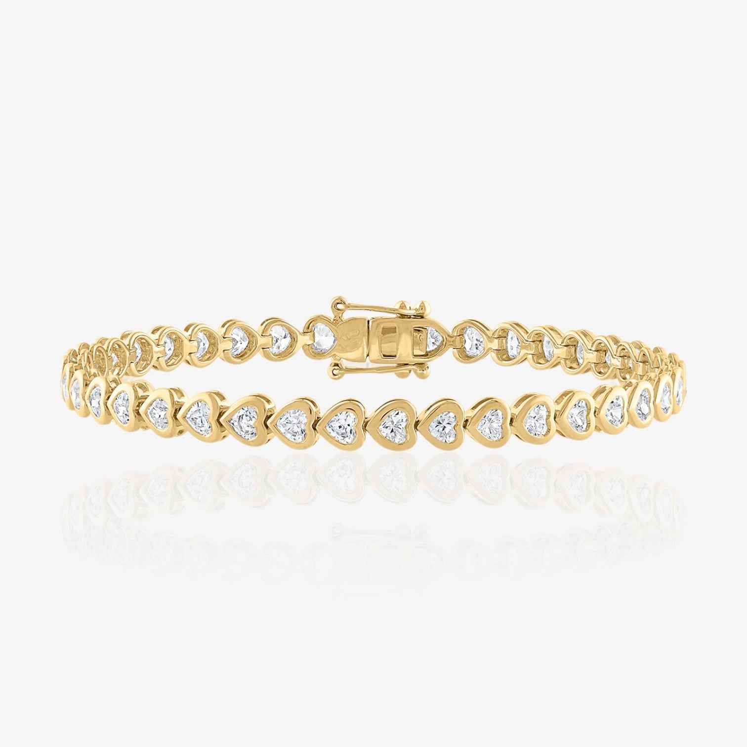 Lab Grown Heart Cut Bezel-Set Diamond Tennis Bracelet
