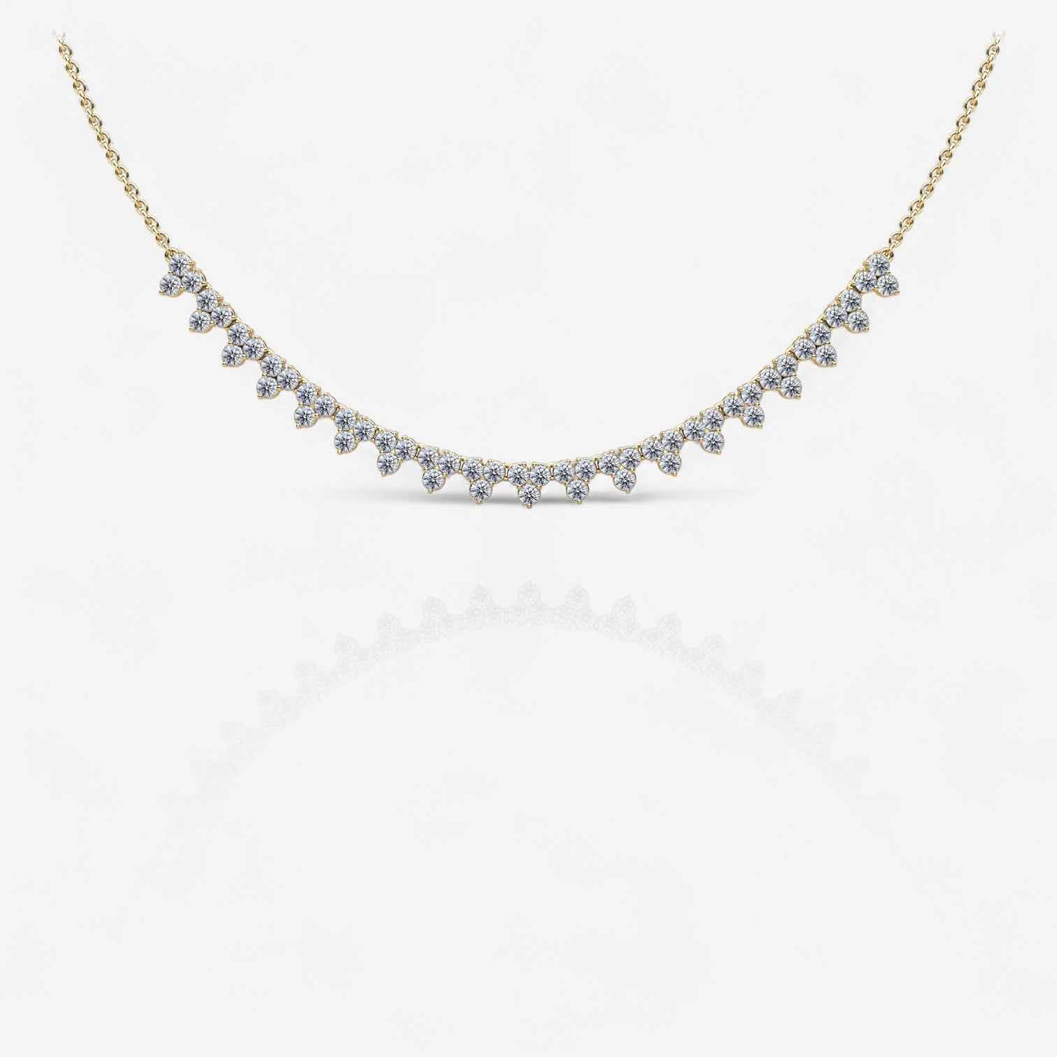 Diamond Trio Cluster Half Tennis Necklace
