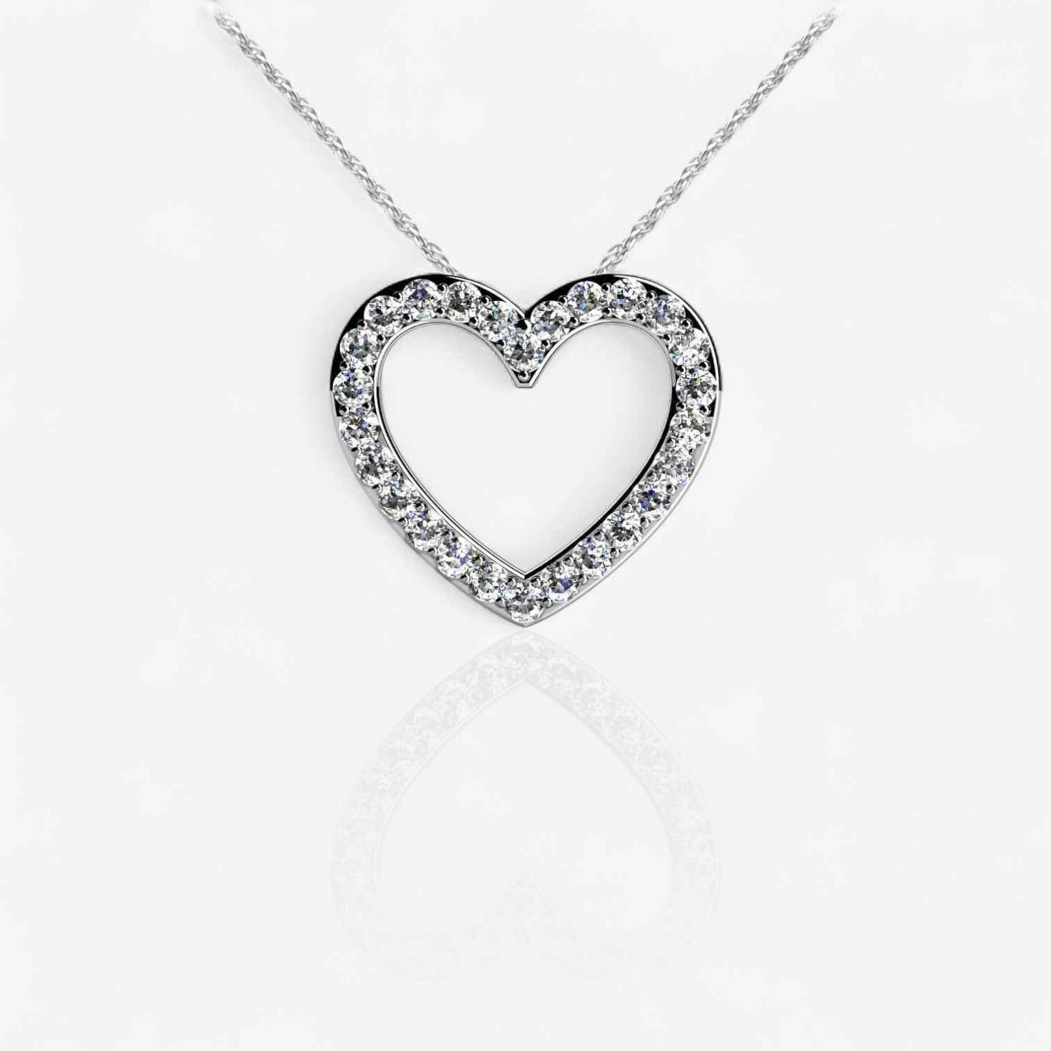 Classic Heart Shape Diamond Pendant Necklace
