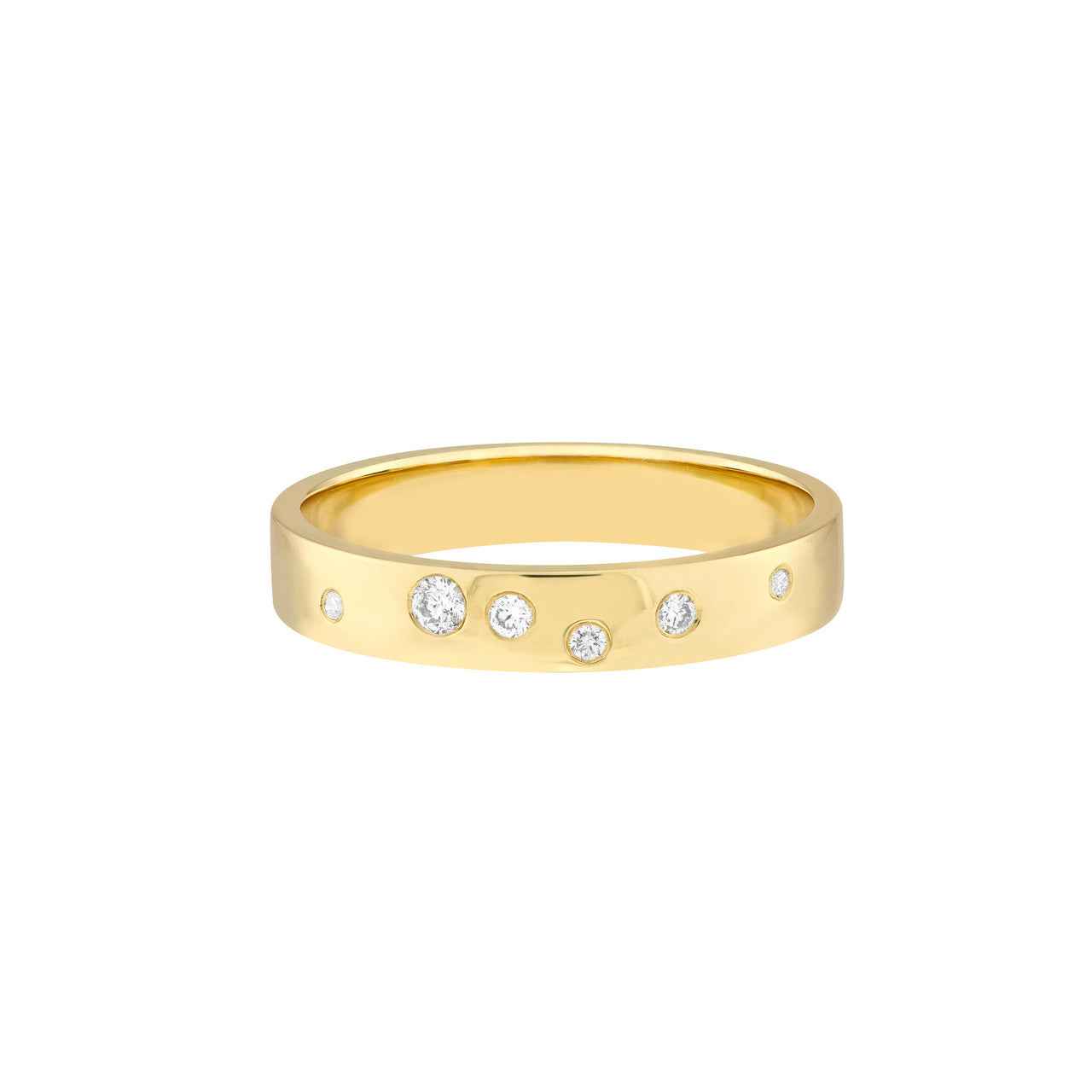 14kt Gold 0.07 CTW Scattered Diamond Polished Band - Size 6