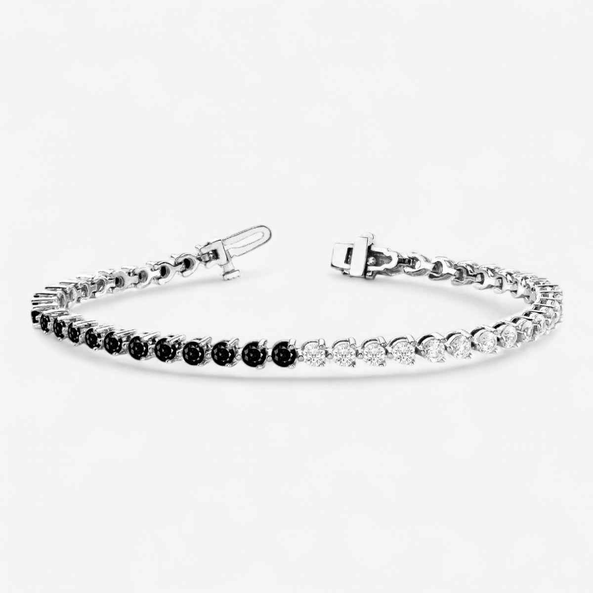 Three-Prong Half & Half Black & White Lab Grown Diamond Tennis Bracelet