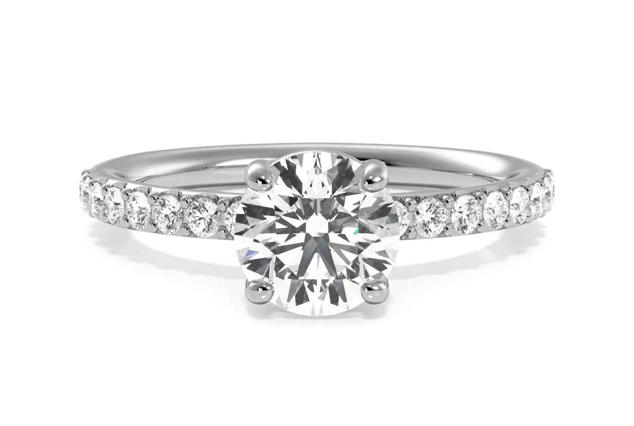 Timeless French-set Diamond Band Engagement Ring / 2.00 Carat Round Lab Diamond