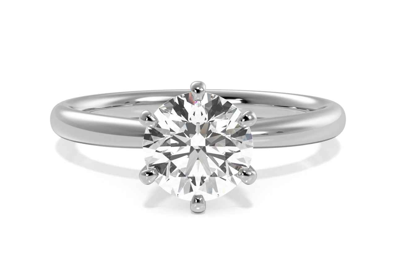 Modern 6-Prong Solitaire Engagement Ring / 2.02 Carat Round Lab Diamond
