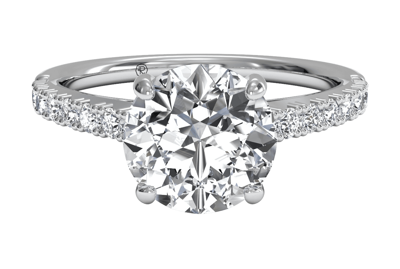 French-set Diamond Band Engagement Ring / 0.70 Carat Round Lab Diamond