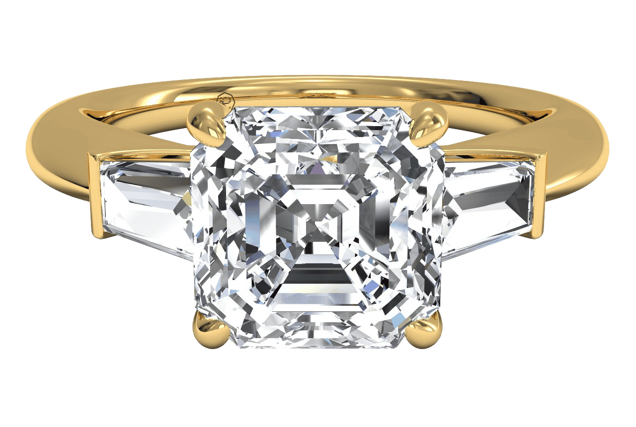 The Emma Three-Stone / 0.90 Carat Asscher Diamond