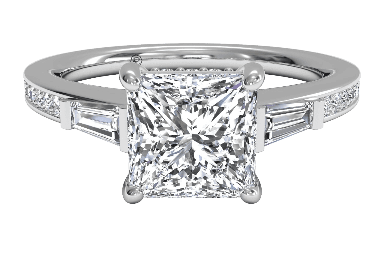 The Bea Three-Stone / 4.05 Carat Princess Lab Diamond