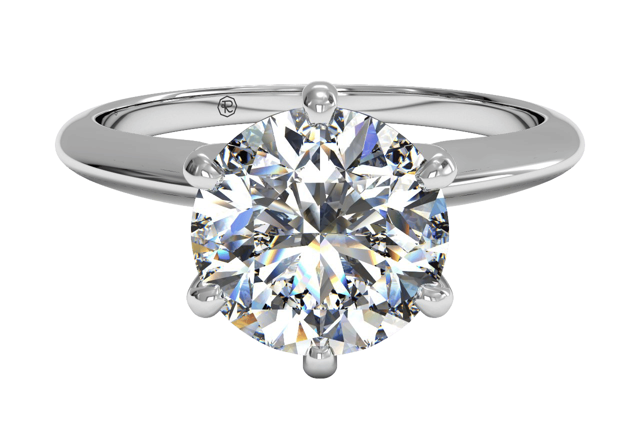 Petite Two-Tone 6-Prong Knife-Edge Solitaire Engagement Ring / 2.00 Carat Round Lab Diamond