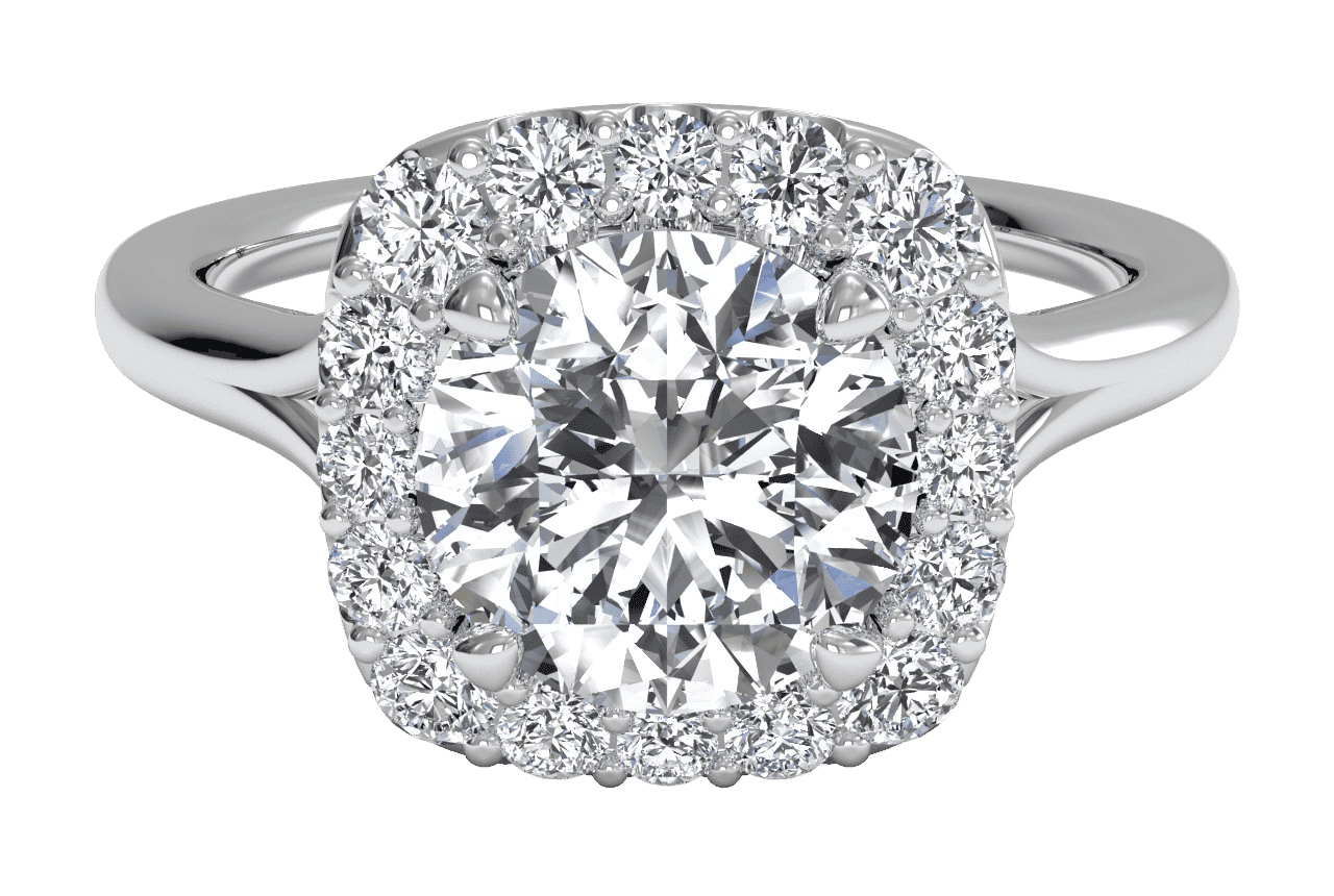 Simple Split Shank Halo Diamond Engagement Ring / 0.70 Carat Round Lab Diamond