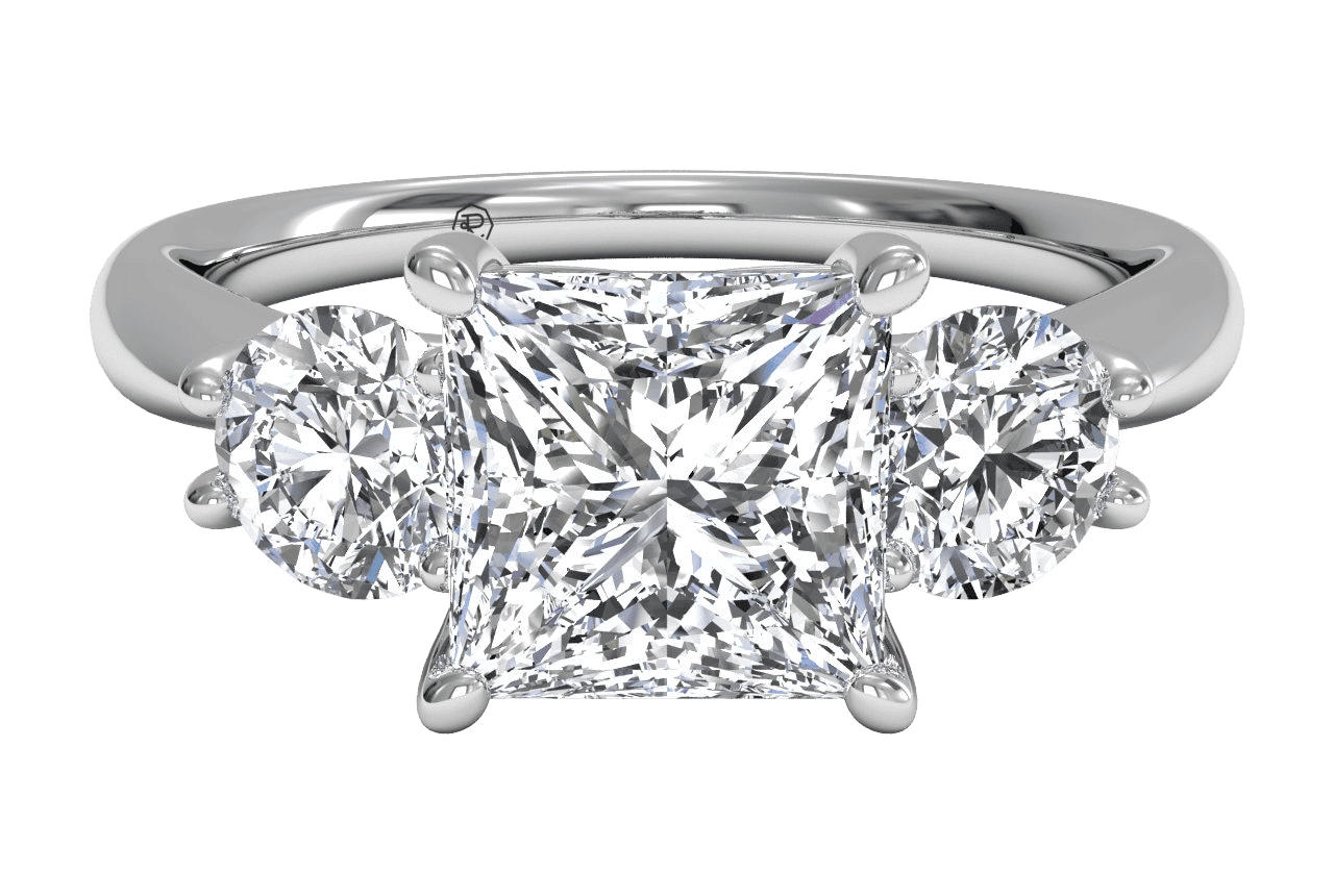 The Olivia Three-Stone / 0.77 Carat Princess Lab Diamond