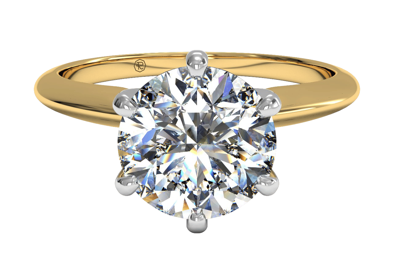 Petite Two-Tone 6-Prong Knife-Edge Solitaire Engagement Ring / 0.70 Carat Round Lab Diamond
