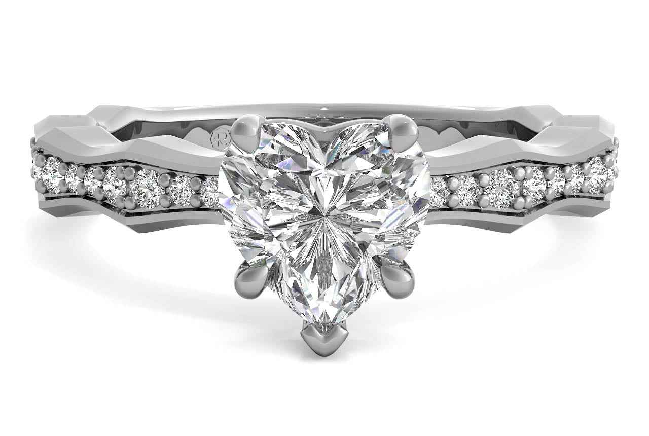 Pavé Bamboo Diamond Engagement Ring / 1.01 Carat Heart Diamond