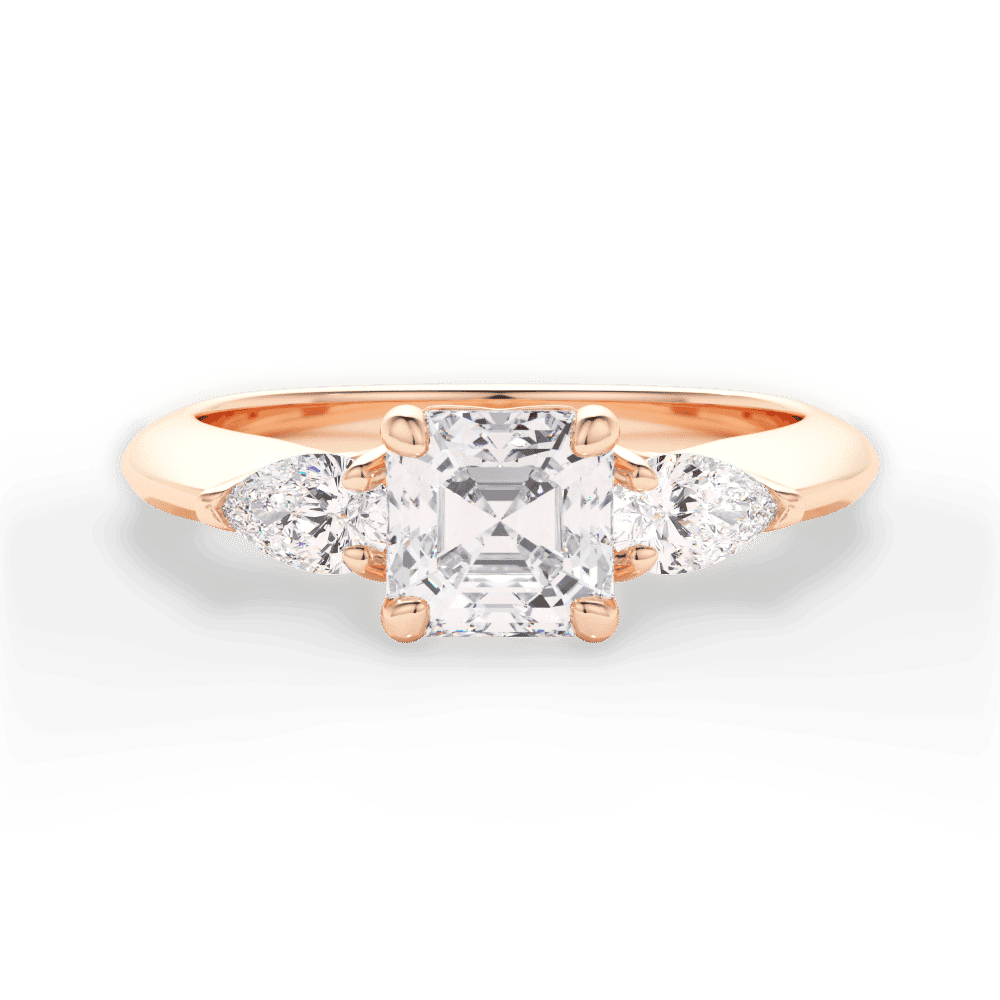 14kt Rose Gold/18kt Rose Gold/asscher/top