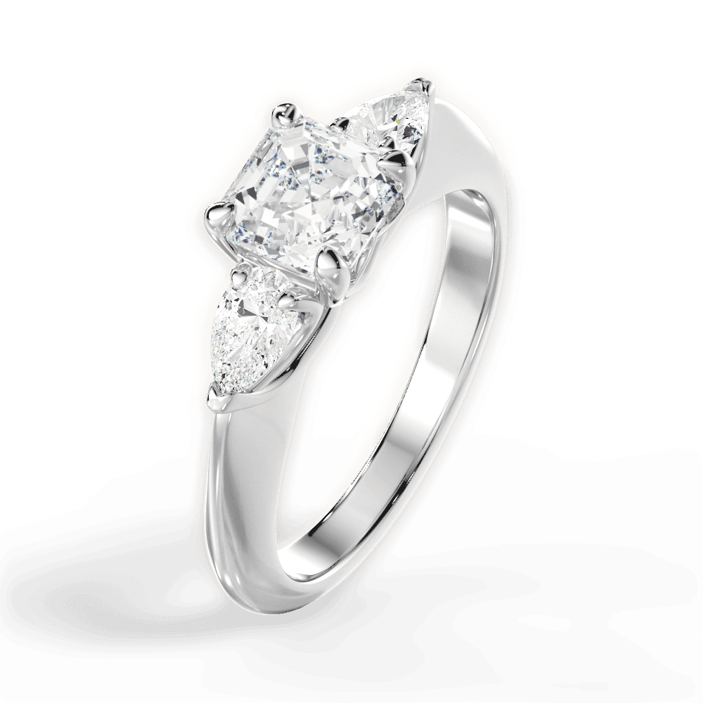 14kt White Gold/18kt White Gold/Platinum/asscher/perspective