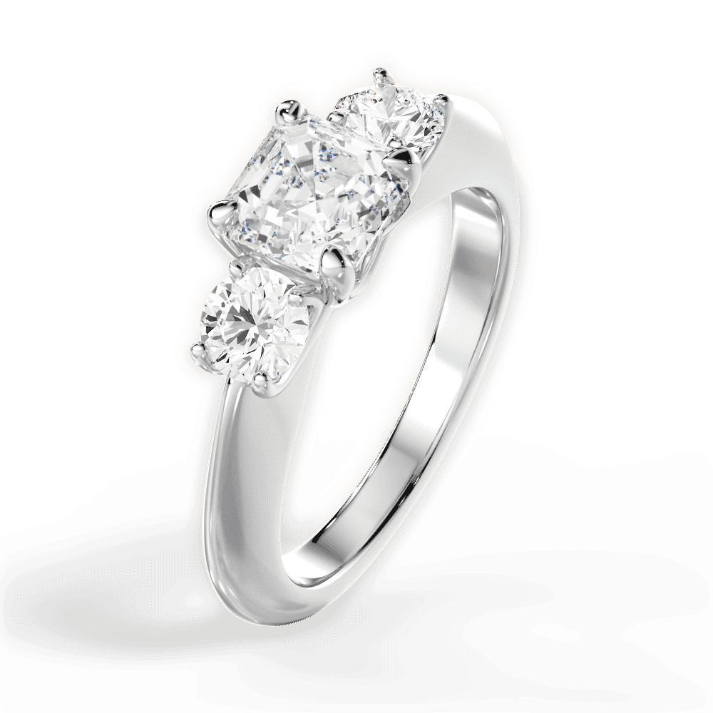 14kt White Gold/18kt White Gold/Platinum/asscher/perspective