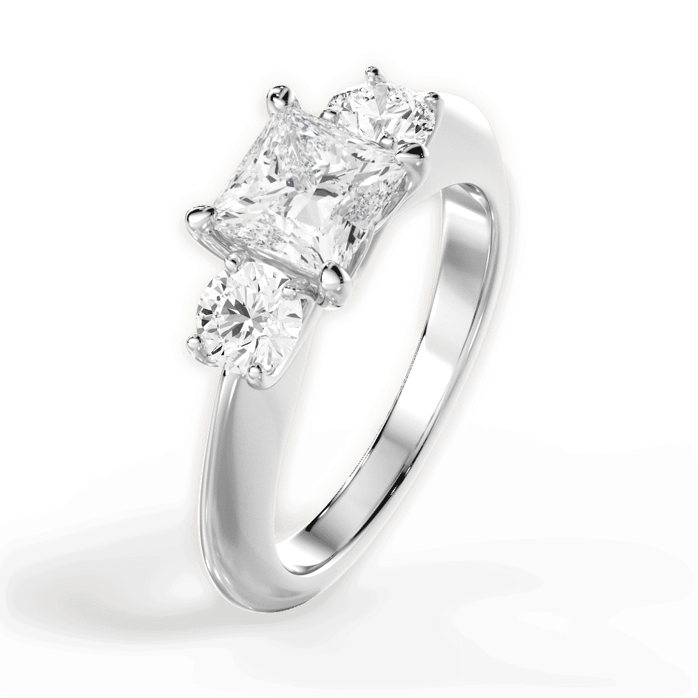 14kt White Gold/18kt White Gold/Platinum/princess/perspective