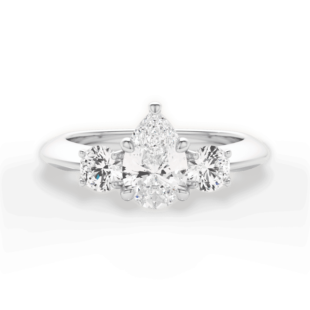 14kt White Gold/18kt White Gold/Platinum/pear/top