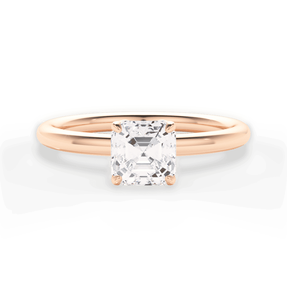 14kt Rose Gold/18kt Rose Gold/asscher/top