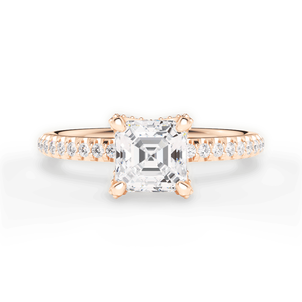 14kt Rose Gold/18kt Rose Gold/asscher/top