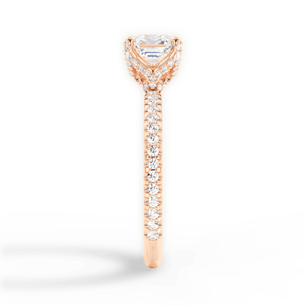 14kt Rose Gold/18kt Rose Gold/asscher/side