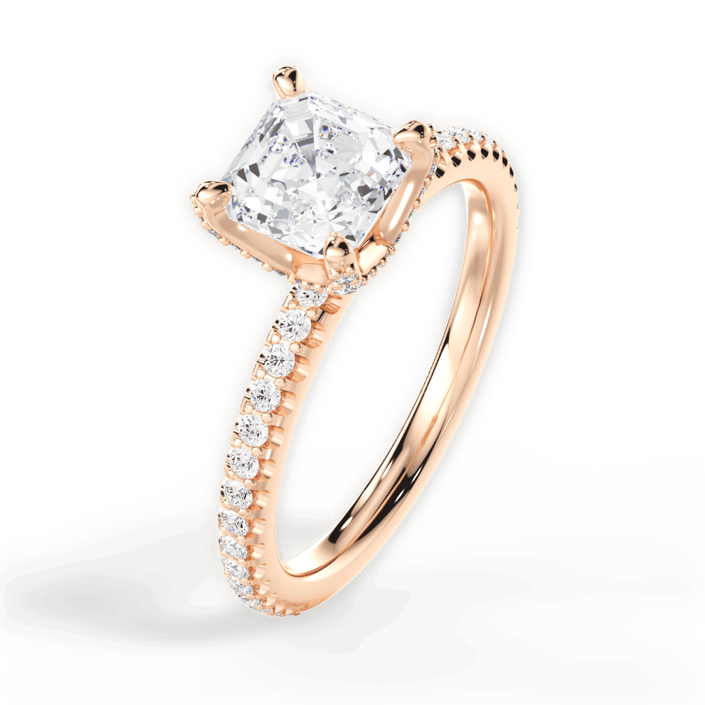 14kt Rose Gold/18kt Rose Gold/asscher/perspective