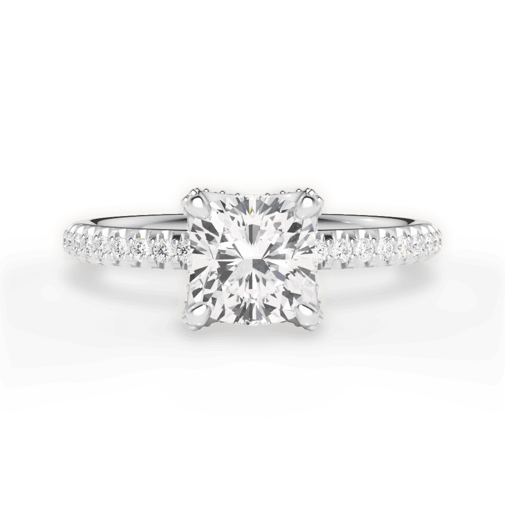 14kt White Gold/18kt White Gold/Platinum/cushion/top