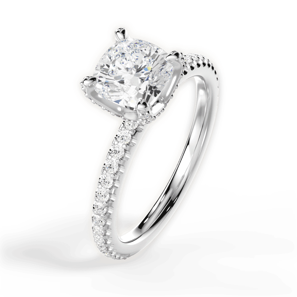 14kt White Gold/18kt White Gold/Platinum/cushion/perspective