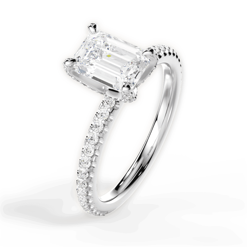 14kt White Gold/18kt White Gold/Platinum/emerald/perspective