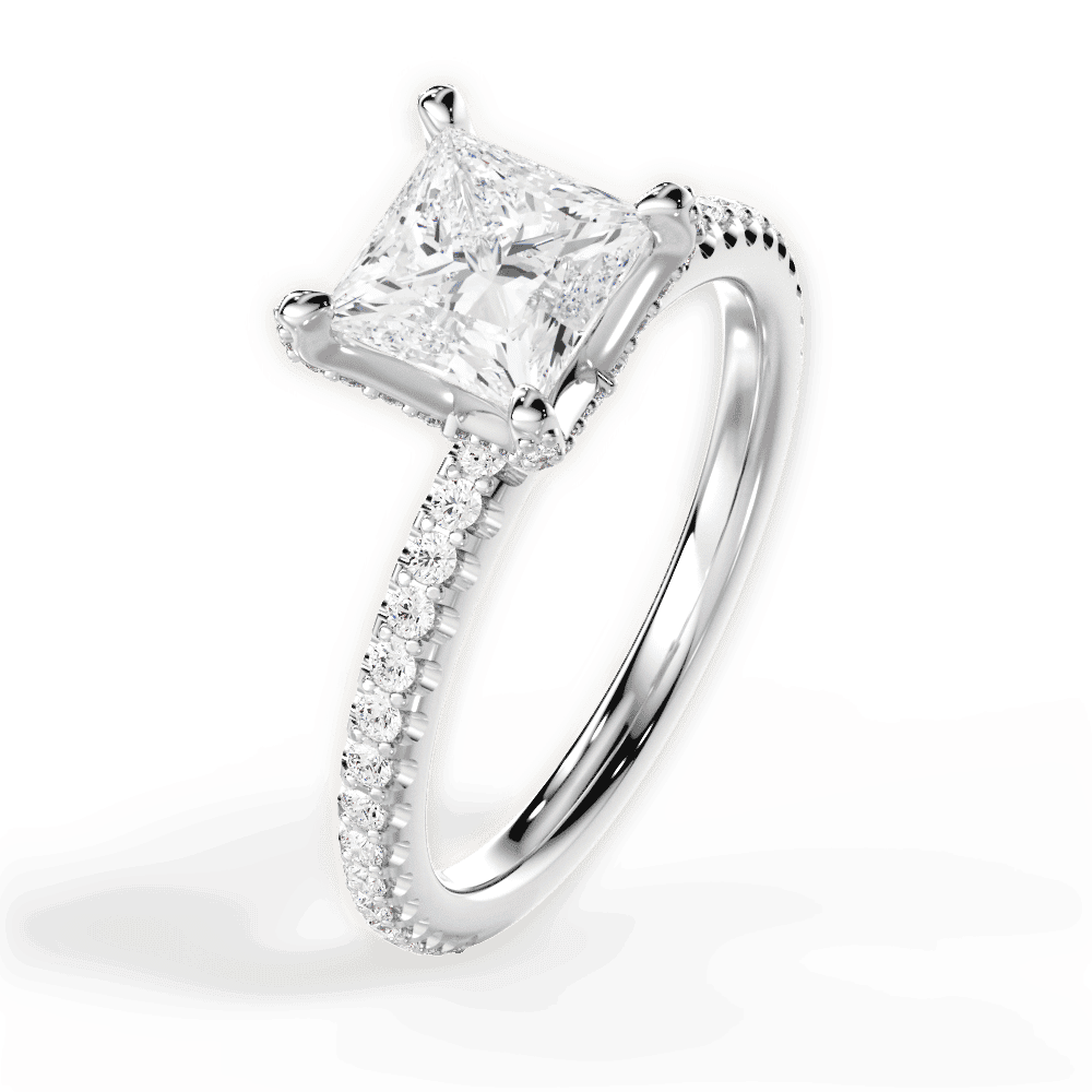 14kt White Gold/18kt White Gold/Platinum/princess/front