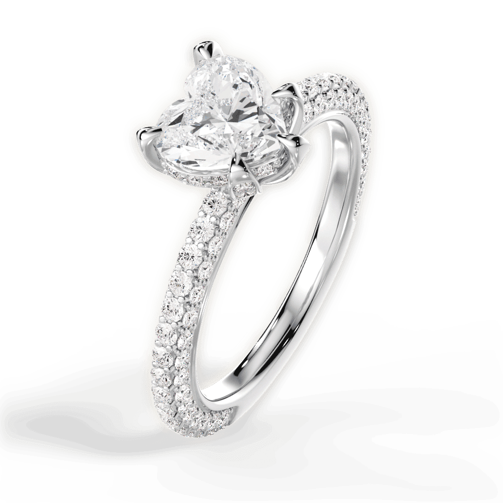 14kt White Gold/18kt White Gold/Platinum/heart/perspective