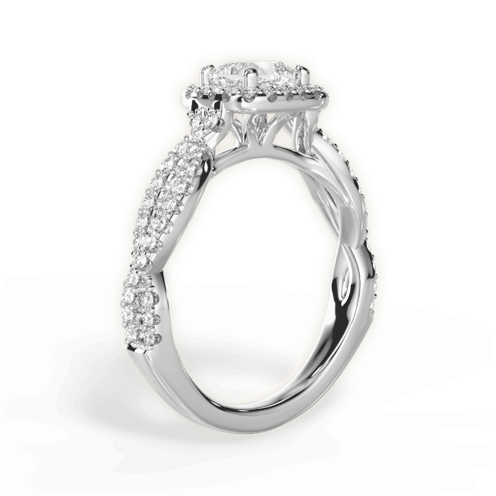14kt White Gold/18kt White Gold/Platinum/cushion/front