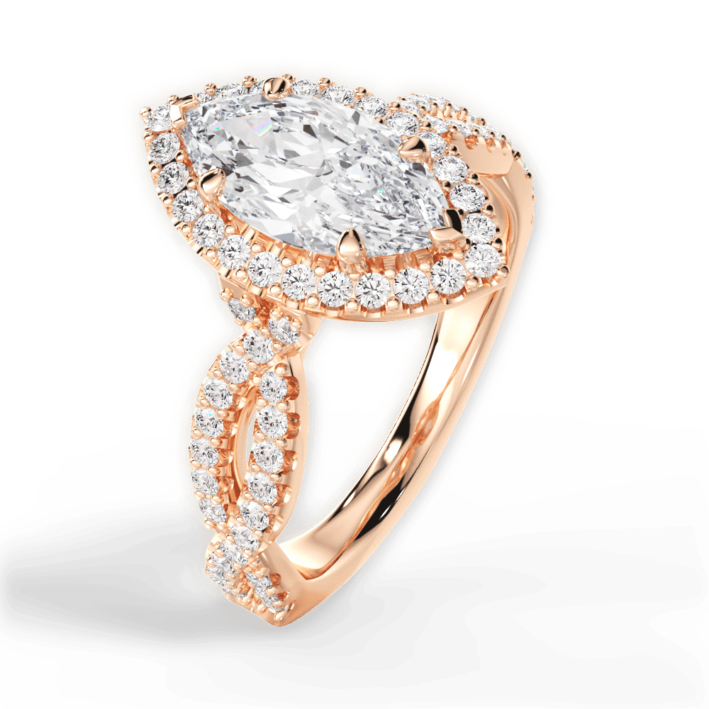 14kt Rose Gold/18kt Rose Gold/marquise/front