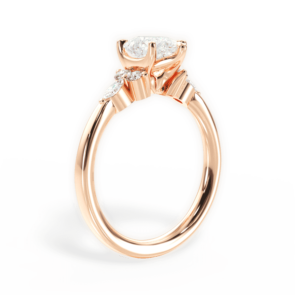 14kt Rose Gold/18kt Rose Gold/pear/front
