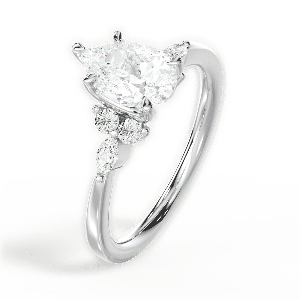 14kt White Gold/18kt White Gold/Platinum/pear/perspective