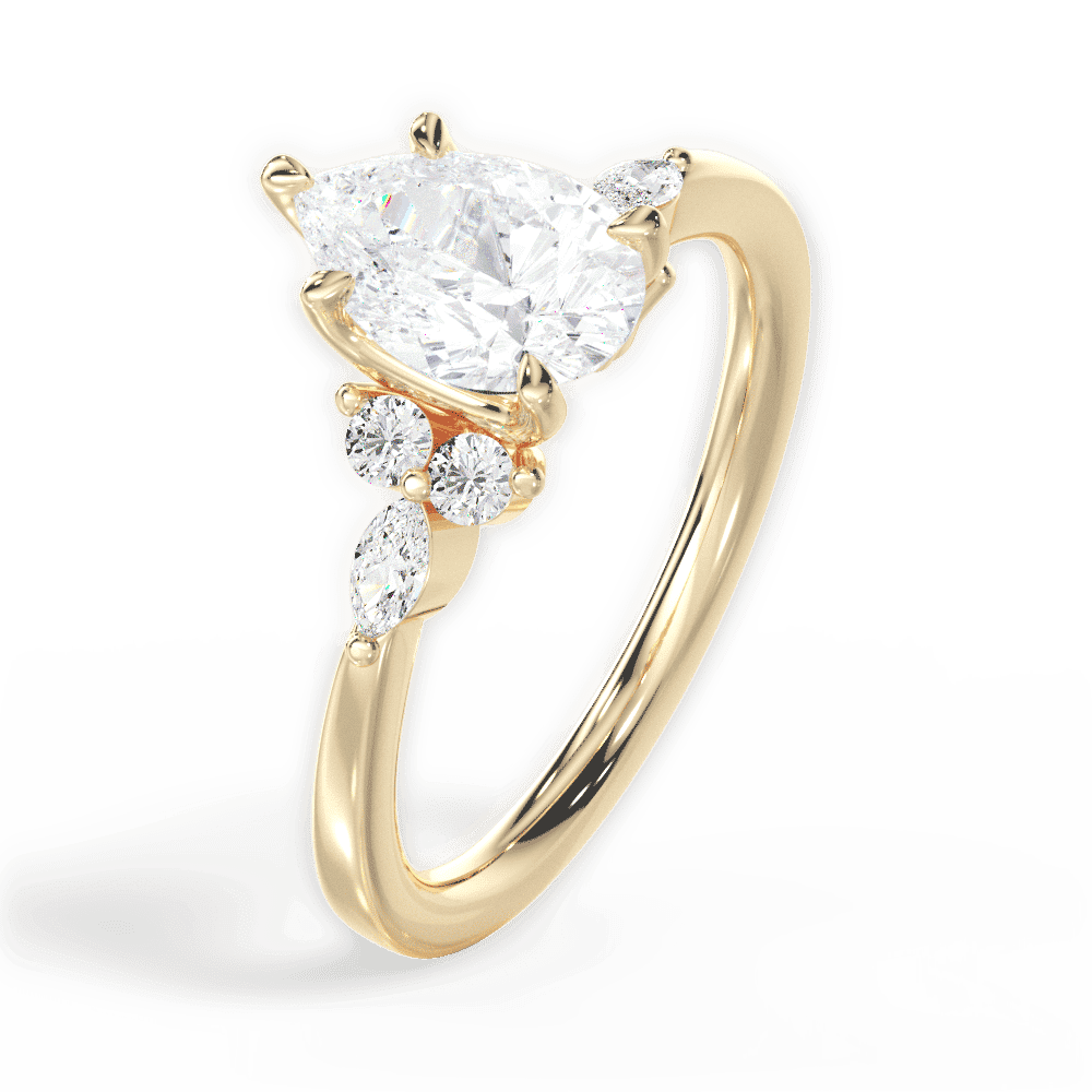 14kt Yellow Gold/18kt Yellow Gold/pear/perspective