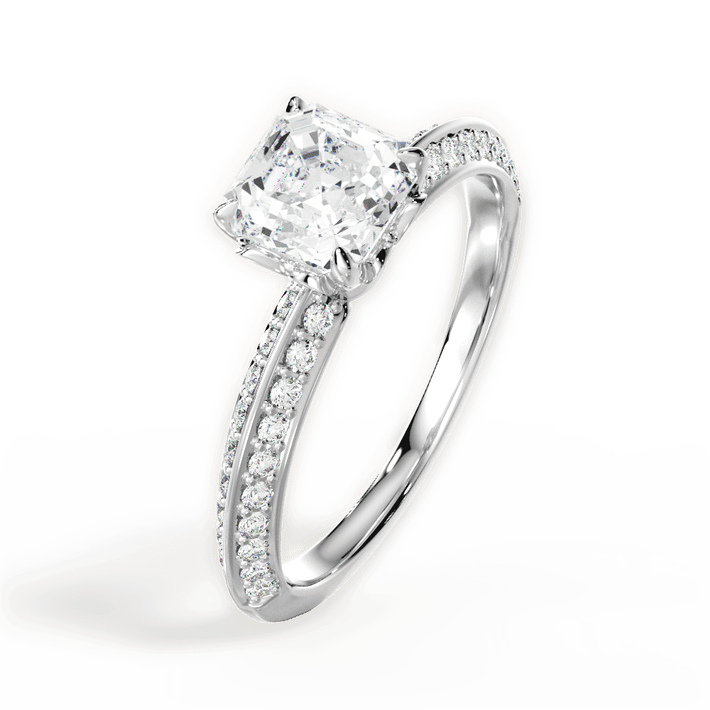 14kt White Gold/18kt White Gold/Platinum/asscher/perspective